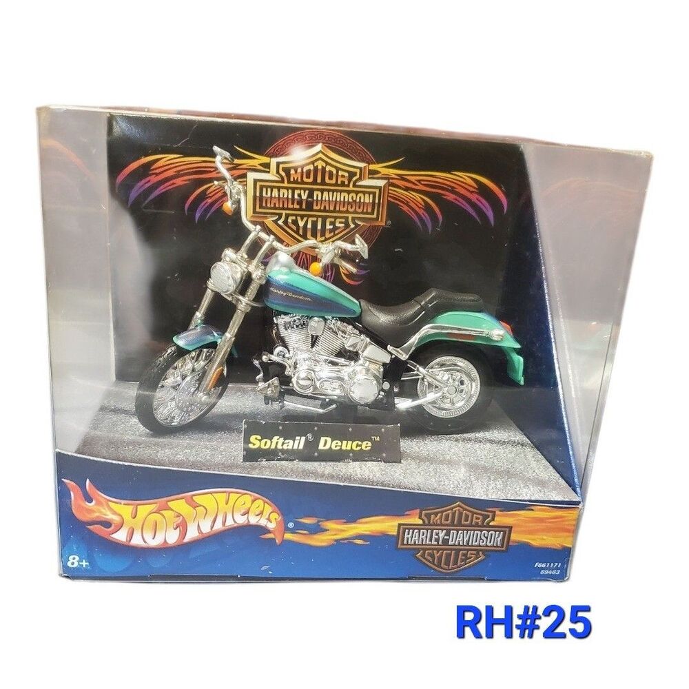 Hot Wheels Harley Davidson 1/18 Scale Softail Deuce Die Cast Motorcycle - RH#25